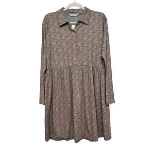 COMPANIA FANTASTICA Women's size L Tiger Print Short Collar Babydoll Dress